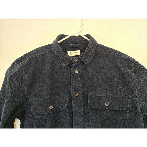 Line Of Trade Shirt Mens L Blue Corduroy Chore Button Down Workwear Outdoor Fall - Picture 2 of 8